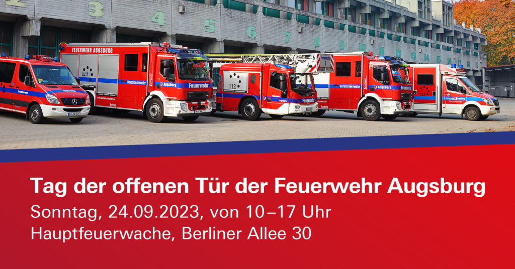 Flyer zum Tag der offenen Tür der Feuerwehr Augsburg
24.09.2023 - 10 bis 17 Uhr